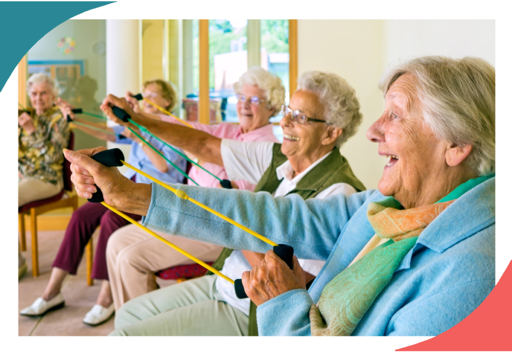 Elderly care home and housing with care residents keep active